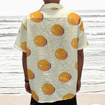 Egg Yolk Pattern Print Textured Short Sleeve Shirt