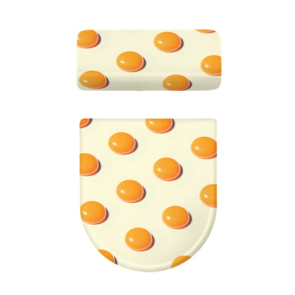 Egg Yolk Pattern Print Toilet Lid And Tank Cover Set