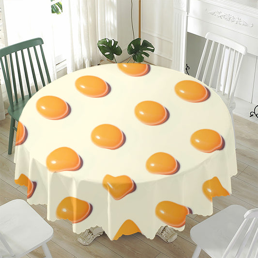 Egg Yolk Pattern Print Waterproof Round Tablecloth