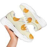 Egg Yolk Pattern Print White Chunky Shoes