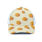 Egg Yolk Pattern Print White Mesh Trucker Cap