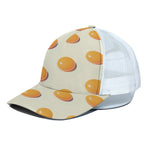 Egg Yolk Pattern Print White Mesh Trucker Cap
