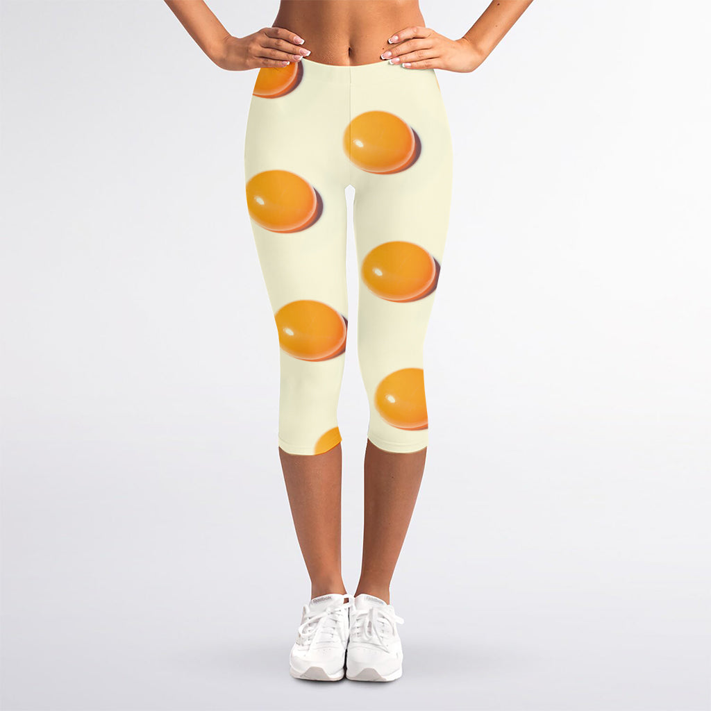 Egg Yolk Pattern Print Women's Capri Leggings