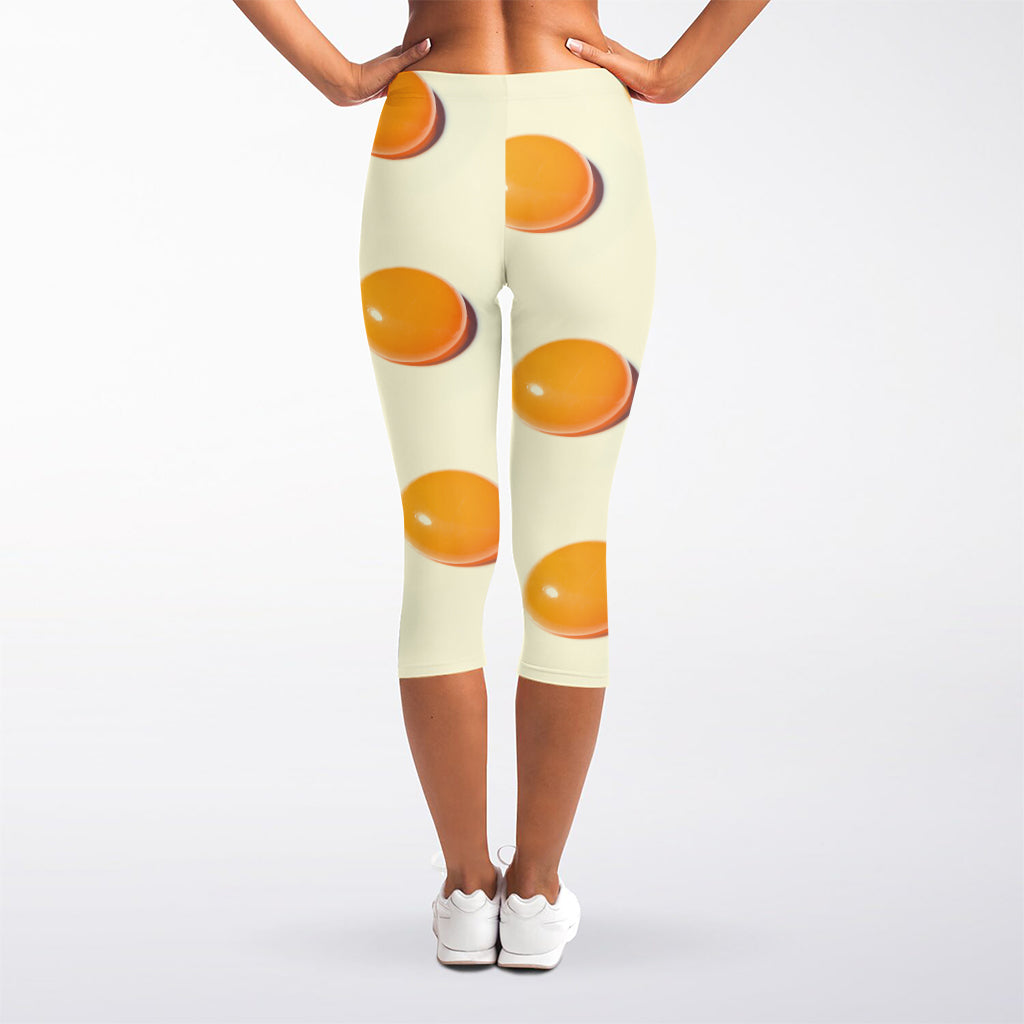 Egg Yolk Pattern Print Women's Capri Leggings