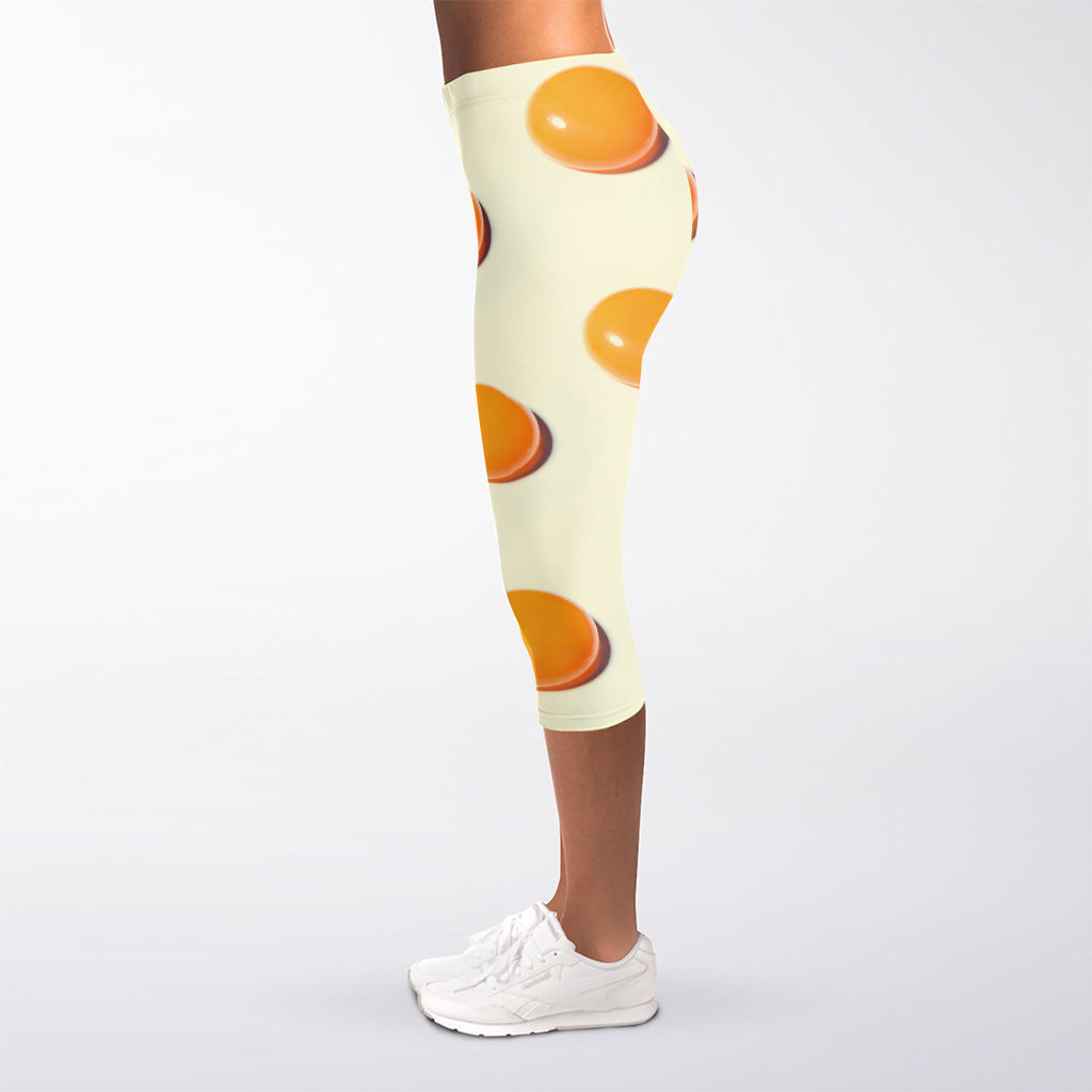 Egg Yolk Pattern Print Women's Capri Leggings