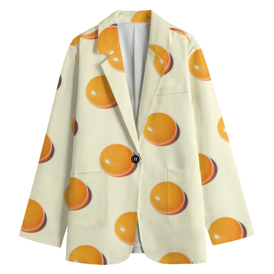 Egg Yolk Pattern Print Women's Cotton Blazer