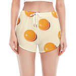 Egg Yolk Pattern Print Women's Split Running Shorts