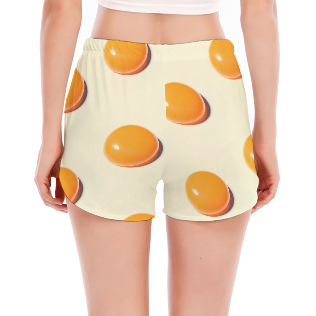 Egg Yolk Pattern Print Women's Split Running Shorts