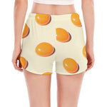 Egg Yolk Pattern Print Women's Split Running Shorts