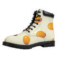 Egg Yolk Pattern Print Padded Collar Lace Up Boots