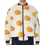 Egg Yolk Pattern Print Zip Sleeve Bomber Jacket