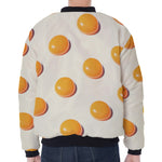 Egg Yolk Pattern Print Zip Sleeve Bomber Jacket