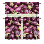 Eggplant Print 3 Piece Kitchen Curtains