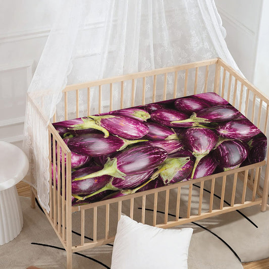 Eggplant Print Baby Crib Sheet
