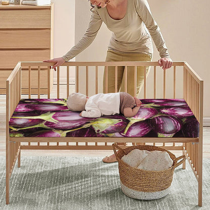 Eggplant Print Baby Crib Sheet