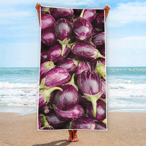 Eggplant Print Beach Towel