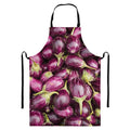 Eggplant Print Bib Apron With Pocket