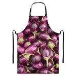 Eggplant Print Bib Apron With Pocket