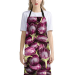 Eggplant Print Bib Apron With Pocket