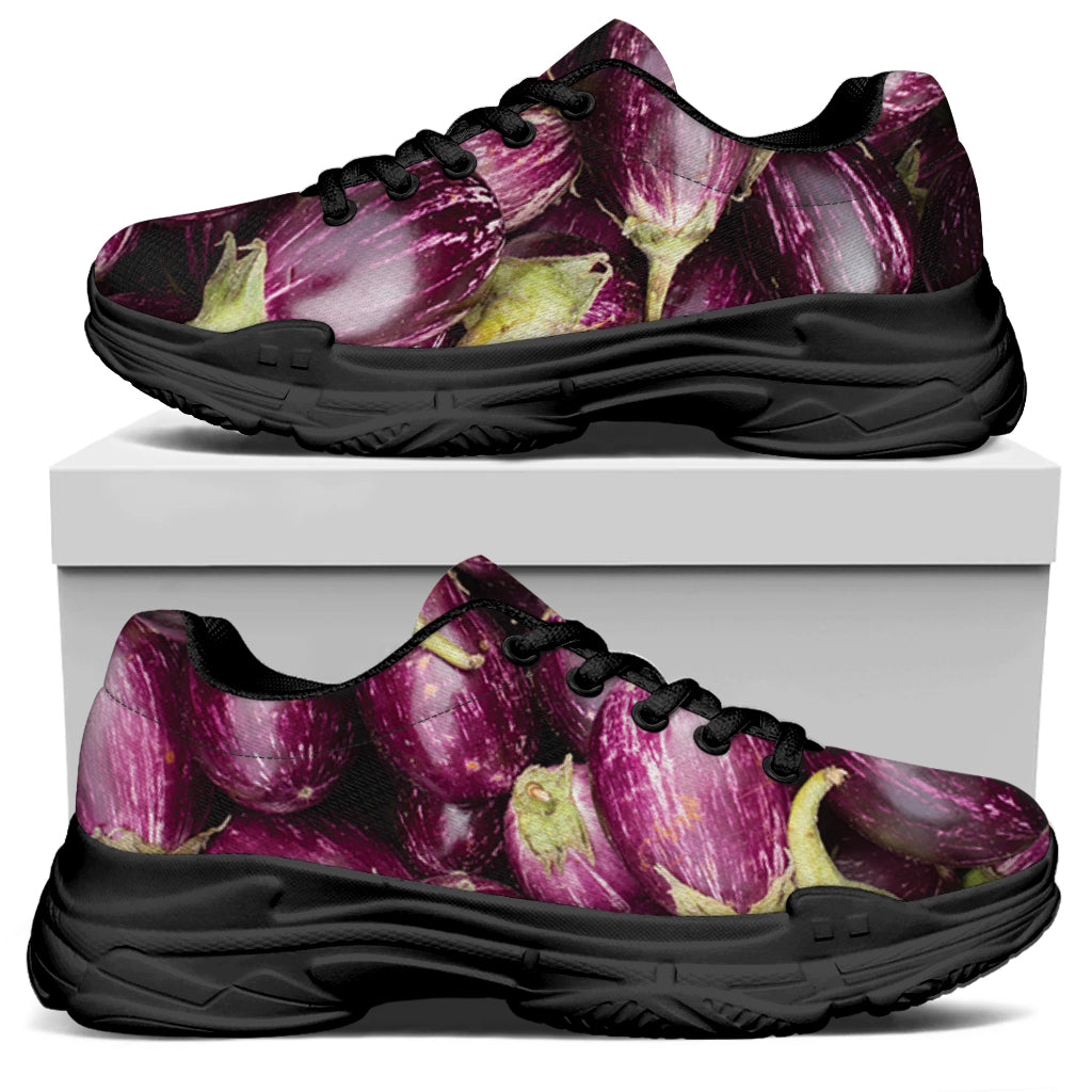 Eggplant Print Black Chunky Shoes
