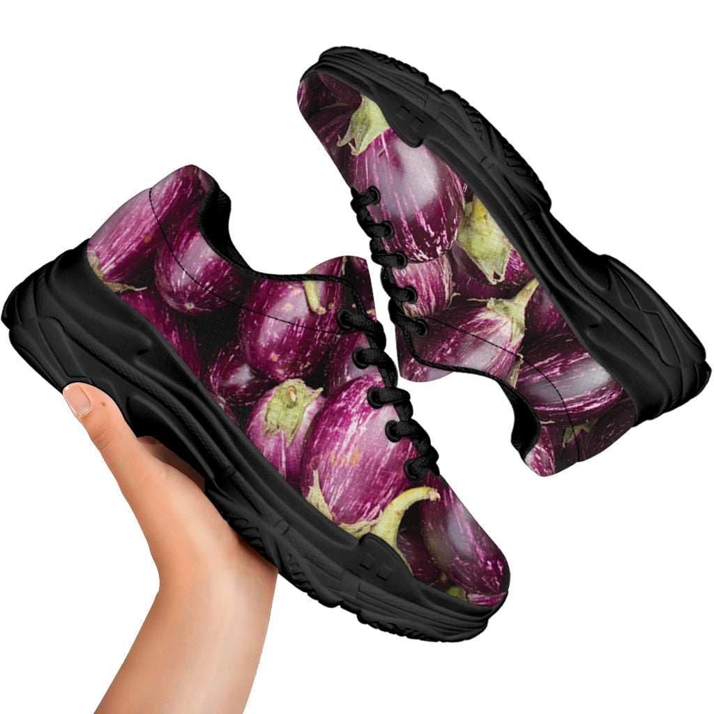 Eggplant Print Black Chunky Shoes