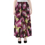 Eggplant Print Chiffon Maxi Skirt