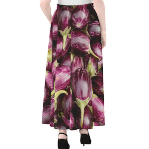 Eggplant Print Chiffon Maxi Skirt