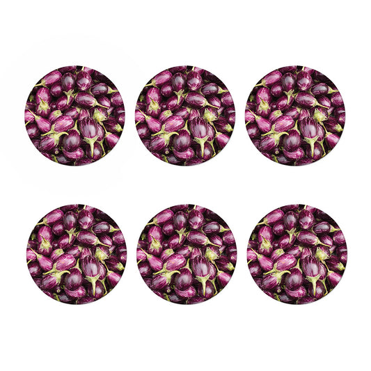 Eggplant Print Coaster Set