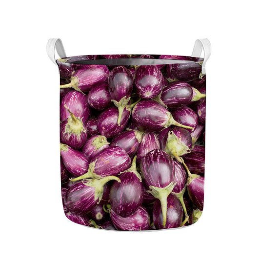 Eggplant Print Collapsible Laundry Basket