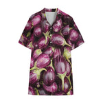 Eggplant Print Cotton Hawaiian Shirt