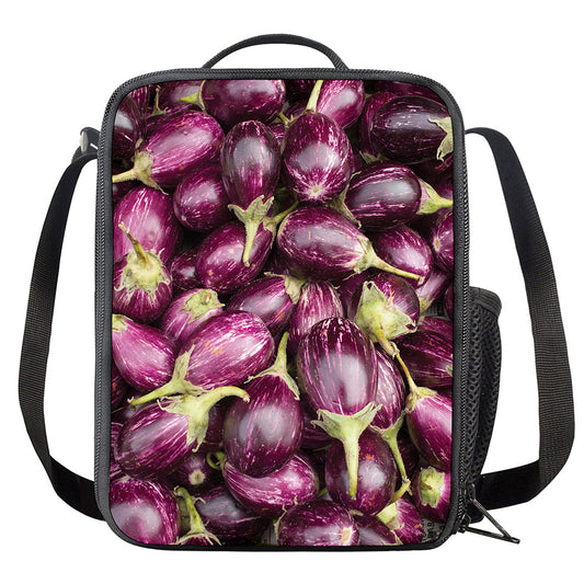 Eggplant Print Crossbody Lunch Bag