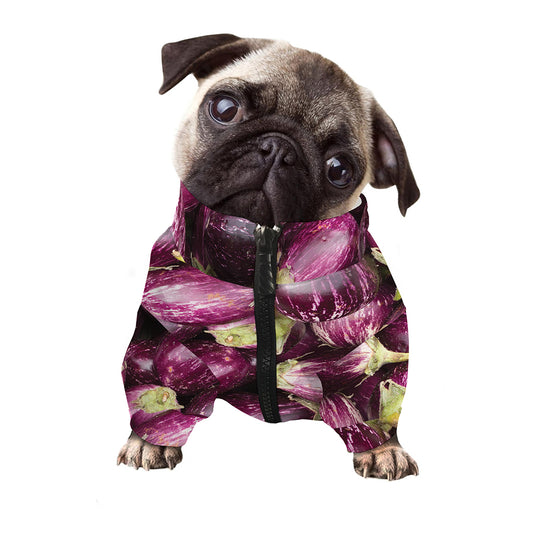 Eggplant Print Dog Zip Up Jacket