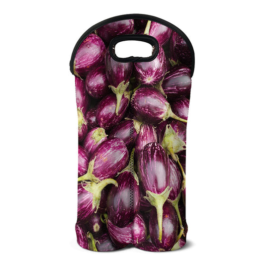 Eggplant Print Double Neoprene Wine Tote