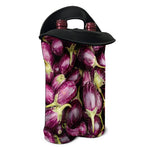 Eggplant Print Double Neoprene Wine Tote