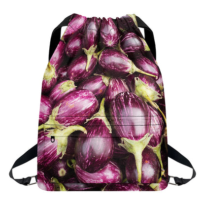 Eggplant Print Drawstring Backpack