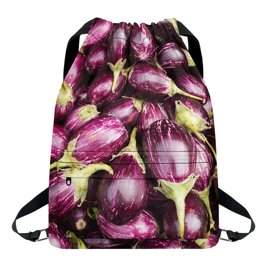 Eggplant Print Drawstring Backpack