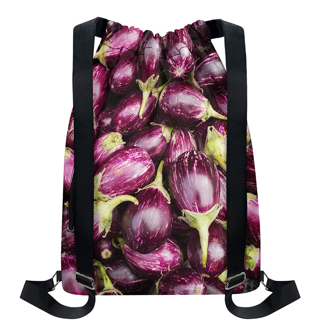 Eggplant Print Drawstring Backpack