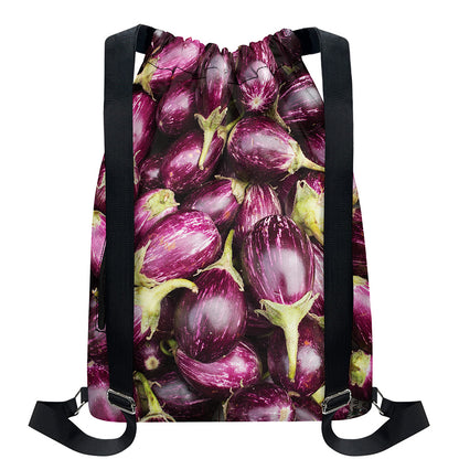 Eggplant Print Drawstring Backpack