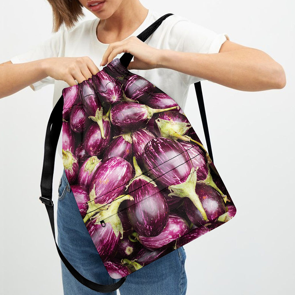 Eggplant Print Drawstring Backpack