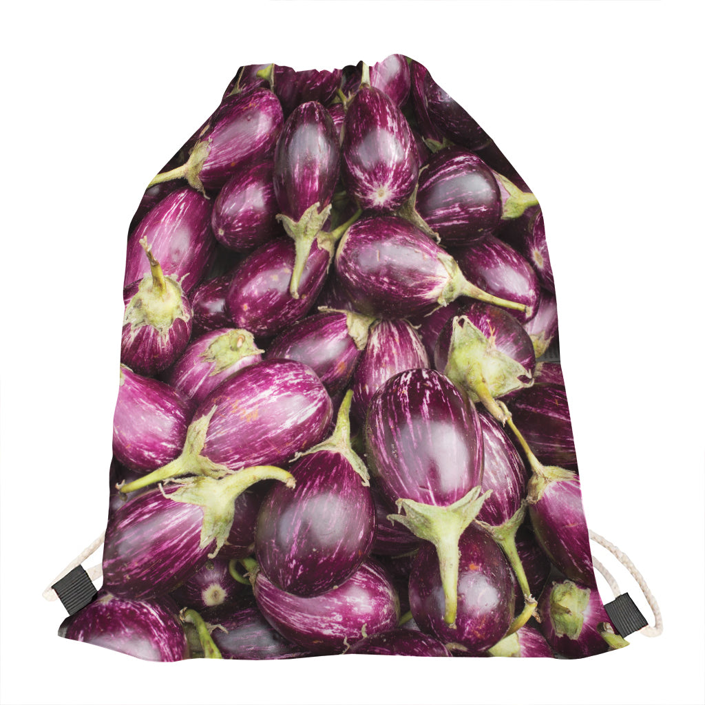 Eggplant Print Drawstring Bag