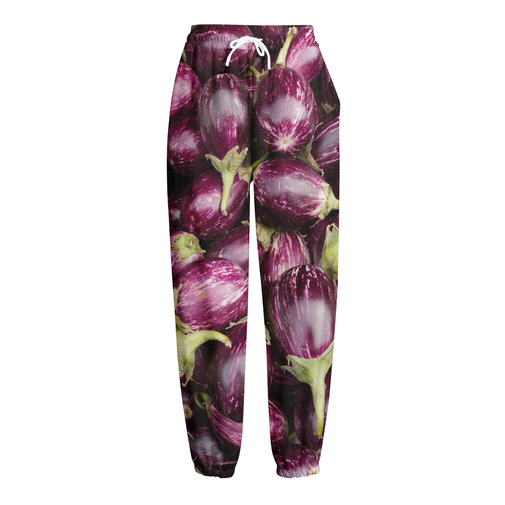 Eggplant Print Fleece Lined Knit Pants