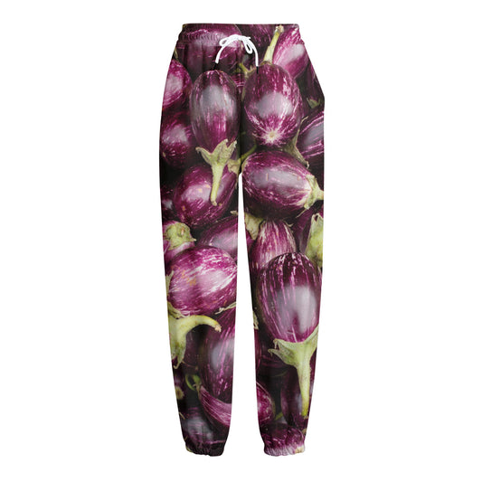 Eggplant Print Fleece Lined Knit Pants