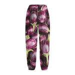 Eggplant Print Fleece Lined Knit Pants
