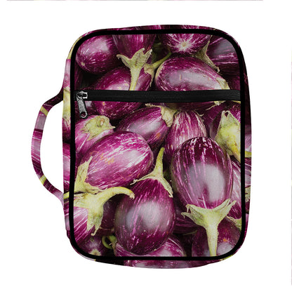 Eggplant Print Front Pocket Bible Bag