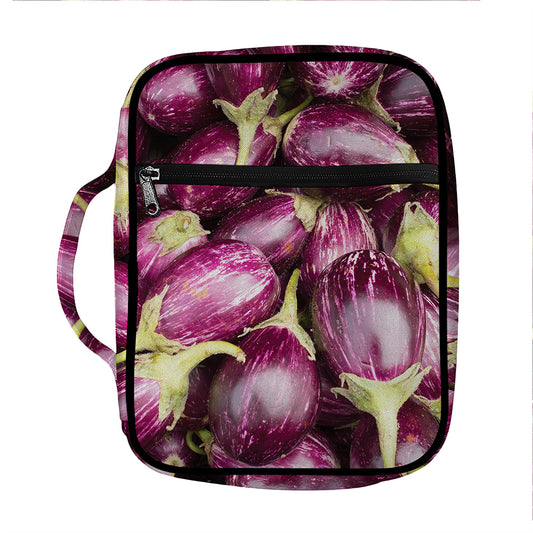 Eggplant Print Front Pocket Bible Bag