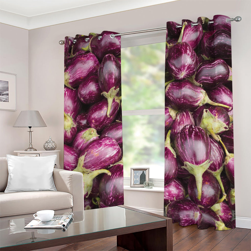 Eggplant Print Grommet Curtains