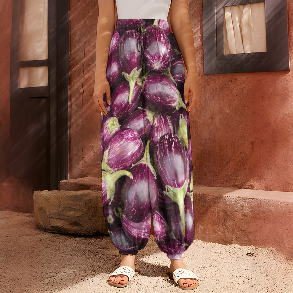 Eggplant Print Harem Pants