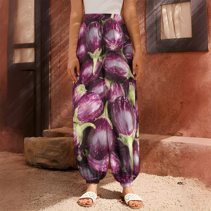 Eggplant Print Harem Pants