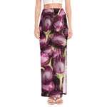 Eggplant Print High Slit Maxi Skirt