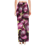 Eggplant Print High Slit Maxi Skirt